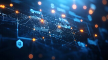 Obraz premium Blockchain network background