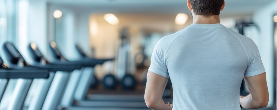 A corporate traveler using the hotel gym for a quick workout before a meeting close up   Balancing fitness and business travel   realistic   Composite   Hotel gym backdrop