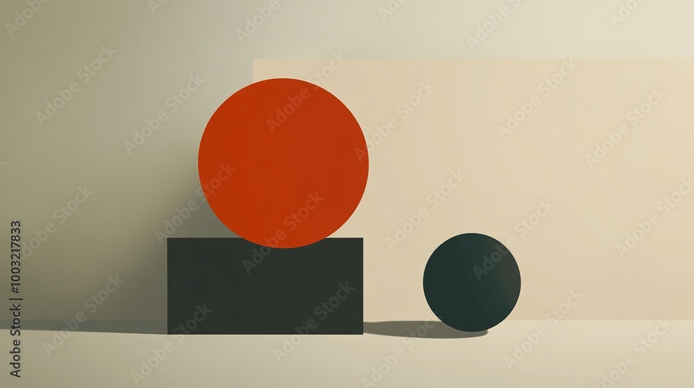 Fototapete a minimalist art design with a single bold shape in a striking color, set against a plain background