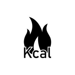 Burning calories. Dieting. Deficit. Calorie sign. Kilocalorie icon with a flame.