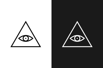 All seeing eye in sacred geometry triangle, masonry and illuminati symbol. Illuminati sign. Conspiracy concept. Vector