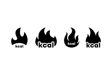 Burning calories. Dieting. Deficit. Calorie sign. Kilocalorie icon with a flame.
