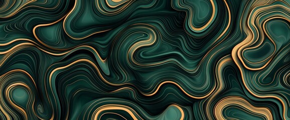Obraz premium A contemporary luxury abstract line art background with gold round curves and textured watercolor backdrop. Ideal for home decoration, posters, cards, and banners.