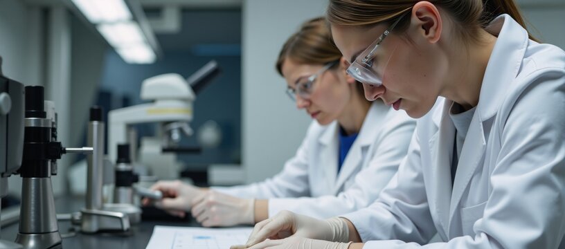 Russian scientists examine rock samples gathered via deep-earth drilling for geological studies