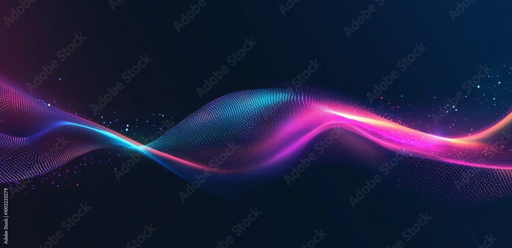 Poster the digital background is abstract and full of big data visualizations. the wave of future technolog