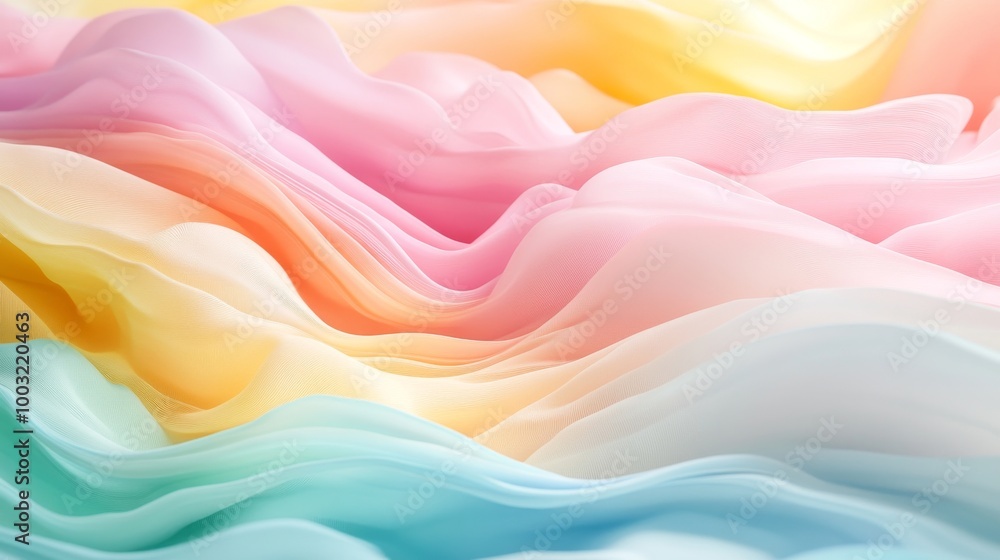 Poster an abstract background with soft pastel waves in gradient colors. ideal for designing applications o
