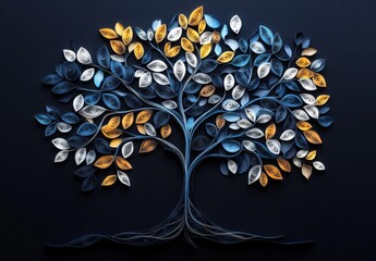 Decorative wall art abstract of colorful floral tree decor in red and sephia color scheme.