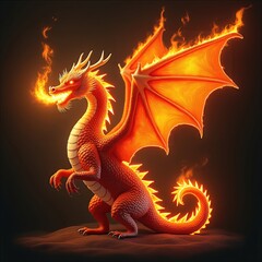 Fototapeta premium Fierce Fire Dragon Illustration