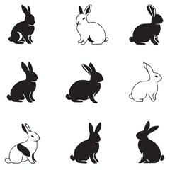 illustration rabbit icon set abstract concept