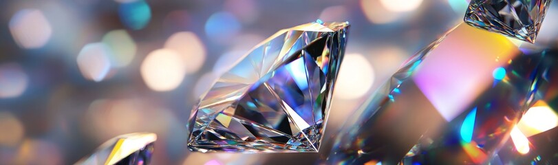 A faceted gem, a macro panorama, an abstract crystal background, and a wide panoramic polygonal wallpaper are used in this render.