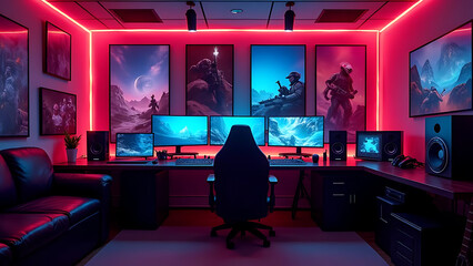 Gaming Neon Room Background