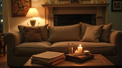 Living room confortable sofa background