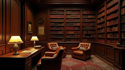 Luxury library office background
