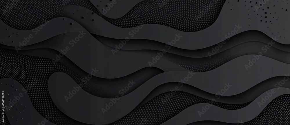 Poster particles moving in a digital dynamic wave. abstract black futuristic background. big data visualiza