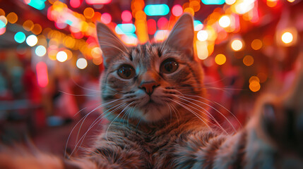 cat on christmas tree