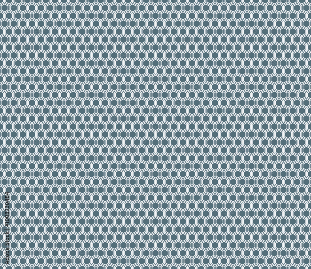 Poster abstract pattern of geometric shapes. cadet blue color on matching background. bold rounded hexagons