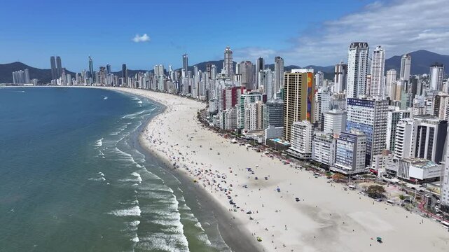 Balneario Camboriu Skyline At Camboriu In Santa Catarina Brazil. Coastal Landscape. Highrise Buildings. Beach Scenery. Balneario Camboriu Skyline At Camboriu In Santa Catarina Brazil. 