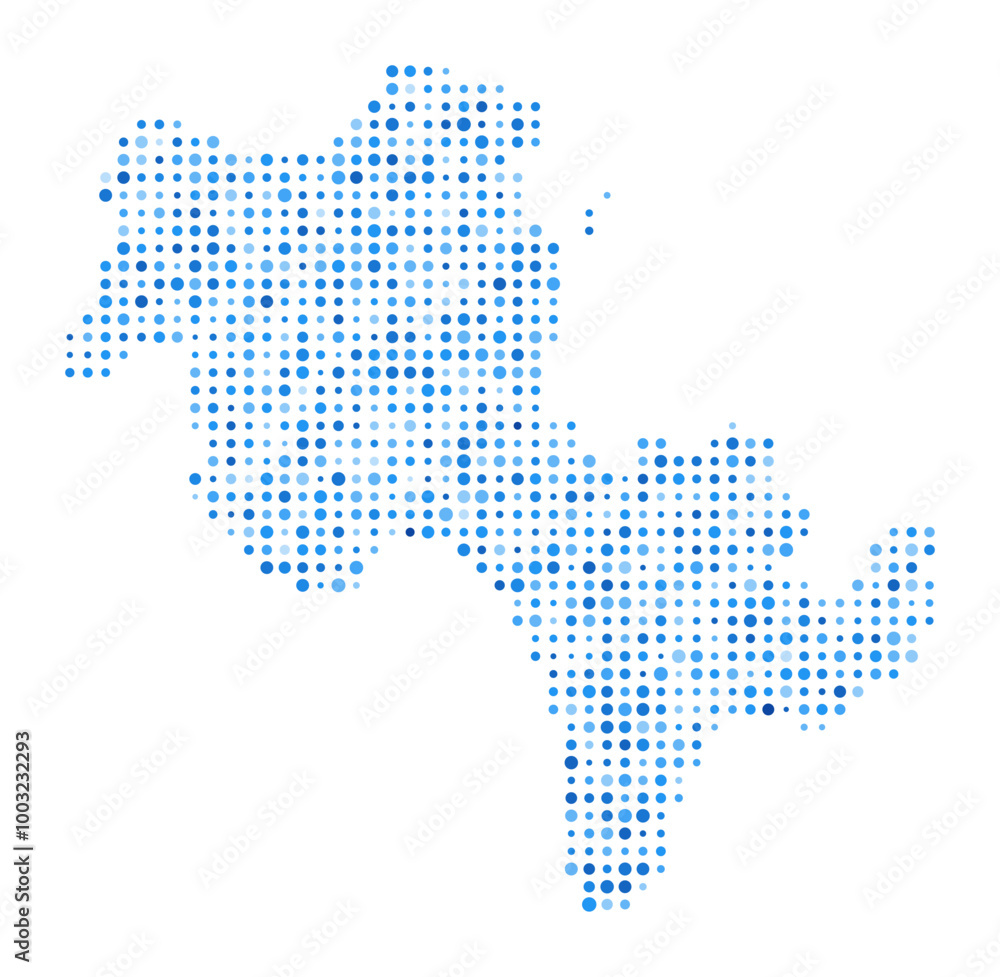 Poster koh rong dot map. island digital style shape. koh rong vector image. island shape blue circular dots