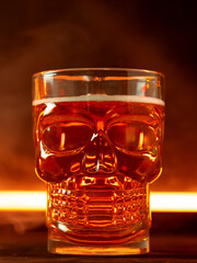 Close-up of a beer glass skull