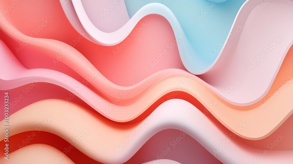 Poster an abstract background with soft pastel waves. gradient colors. for designing apps or products.