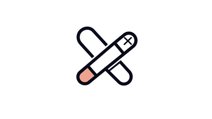 Minimalist Medical Cross with Bandages Thin Line Icon - Healthcare, First Aid, and Medical Treatment Vector Illustration