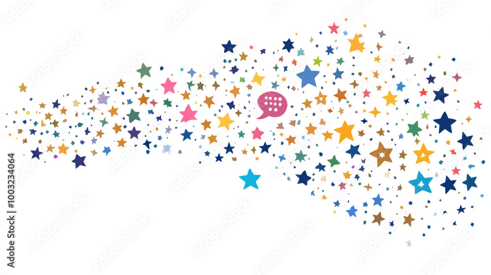 Poster abstract starry dialogue cloud in space with line and point connection for business communication co
