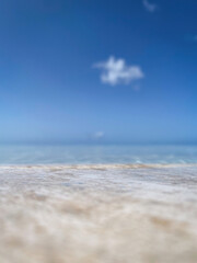 Blurred background picture of swimming pool water against blue sky with cloud