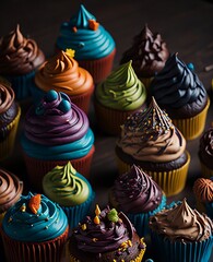 cupcakes with cream and chocolate
