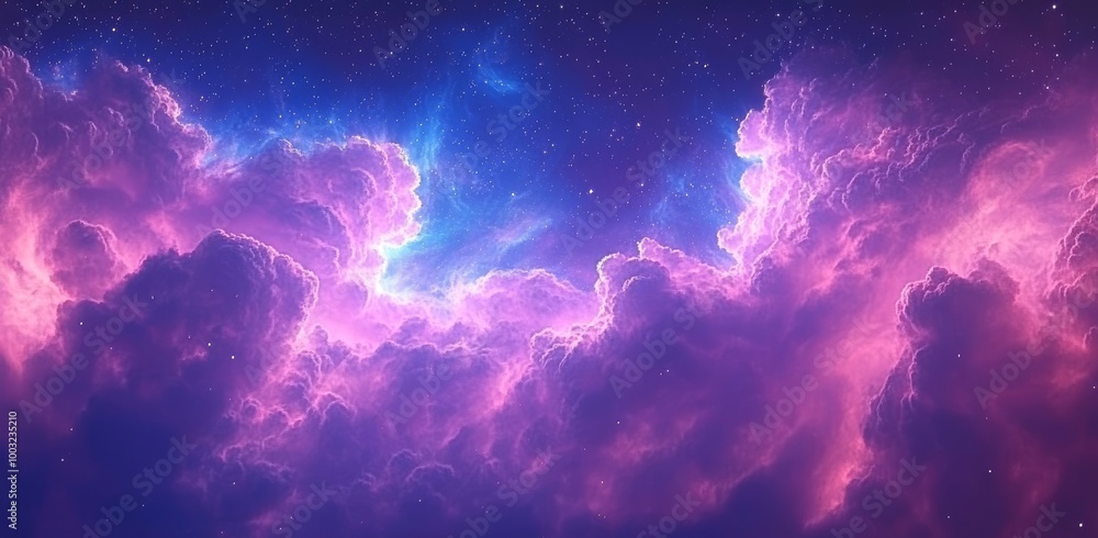 Poster cosmology science astronomy. beautiful space galaxy cloud nebula. background with supernova.