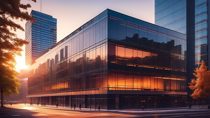 Fototapeta premium modern office building in sunset