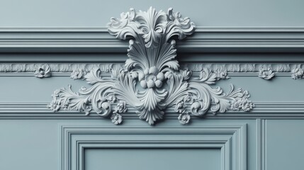 The ceiling is decorated with a white and blue mandala decoration model against a decorative frame backdrop.