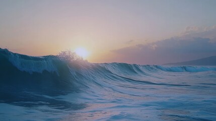Design template of a surfing tropical wave. Green blue colored ocean waves.