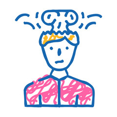 brain explosion male doodle icon sketch vector. brain explosion male sign. isolated symbol illustration