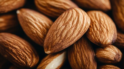 Close-up image of dry roasted almonds, highlighting their health benefits as a source of healthy fats