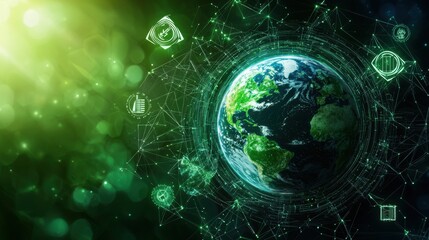 Obraz premium Interconnected Global Network Powering Sustainable Future