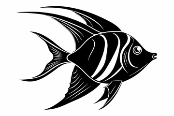 Fototapeta premium Angelfish vector silhouette black color illustration