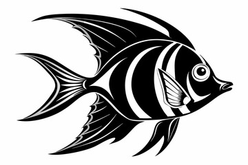 Angelfish vector silhouette black color illustration