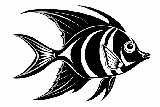 recommend clip art: Angelfish vector silhouette black color illustration