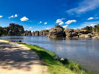 Sylvan Lake in the Spring at Custer State Park in the Black Hills of South Dakota.