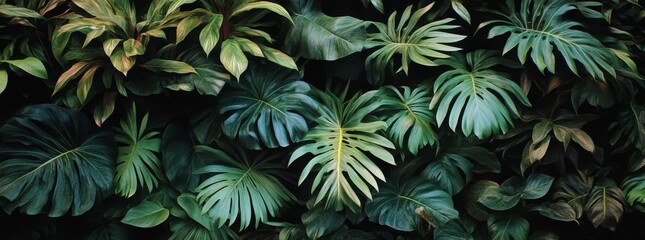 Fototapeta premium Tropical leaves texture, green abstract nature leaf texture background, picture can be used as a desktop wallpaper