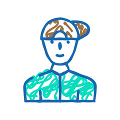 childhood teenager man doodle icon sketch vector. childhood teenager man sign. isolated symbol illustration
