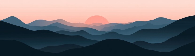 Obraz premium Widescreen Japanese background with pink marble texture. Abstract design with thin geometric lines. Oriental style mountainous layout with pastel colors.