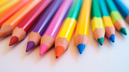 color pencils on white background