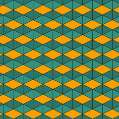 Contemporary geometric pattern. Repeated triangles ornament. Modern geo abstract background. Seamless surface design. Mosaic wallpaper. Digital paper, textile print. Vector illustration