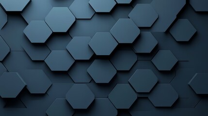 Mosaic tiles stacked in a hexagonal shape to create a futuristic wall. 3D, Semigloss, Bricks stacked to create hexagonal blocks.