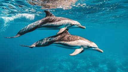 Swimming dolphins in the water HD wallpaper 8K