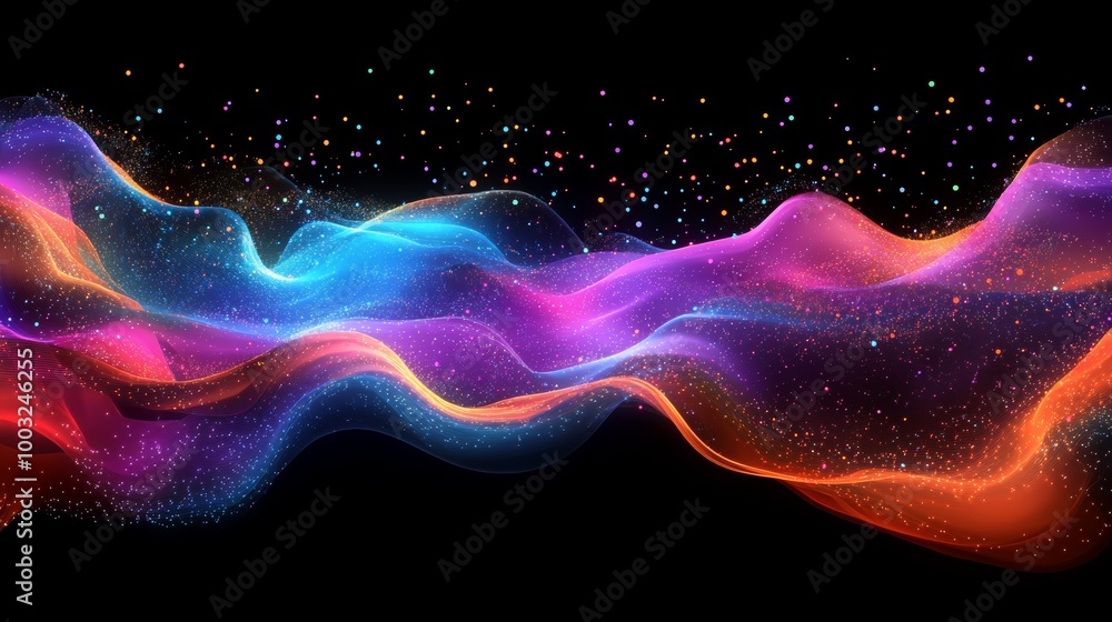 Poster an abstract digital 3d background suitable for describing network abilities, technological processes
