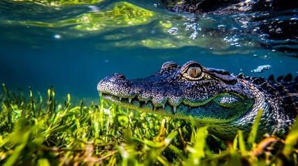 Obraz premium Grass with crocodiles HD 8K wallpaper