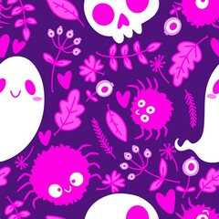 Halloween ghost seamless cartoon pattern for wrapping paper and fabrics