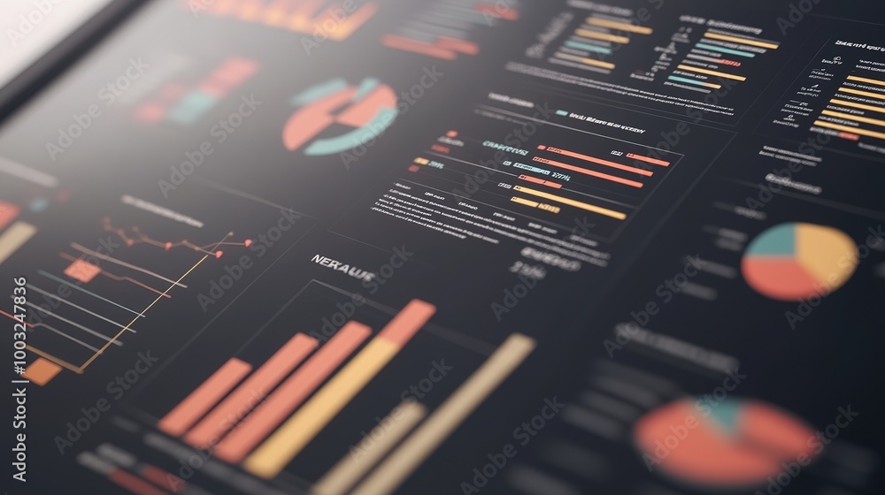 Fototapete a clean and modern data visualization infographic with a focus on financial data trends, including r